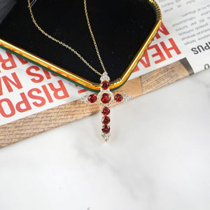 Garnet Cross Pendant