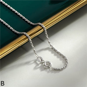 Accessories-Sterling Silver White Gold Plated Basic Chain Necklace