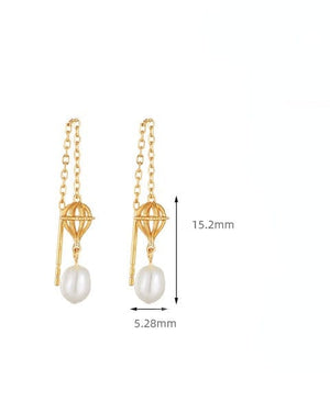 Gold  Lantern Pearl Earrings