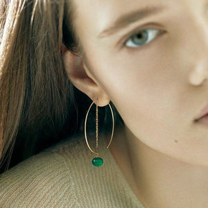 Simple and Exaggerated- Malachite Earrings