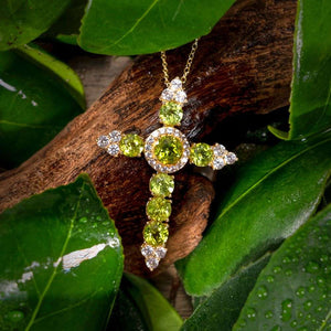 Natural Gems Cross Pendant