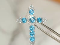 Swiss Blue Topaz Cross Pendant