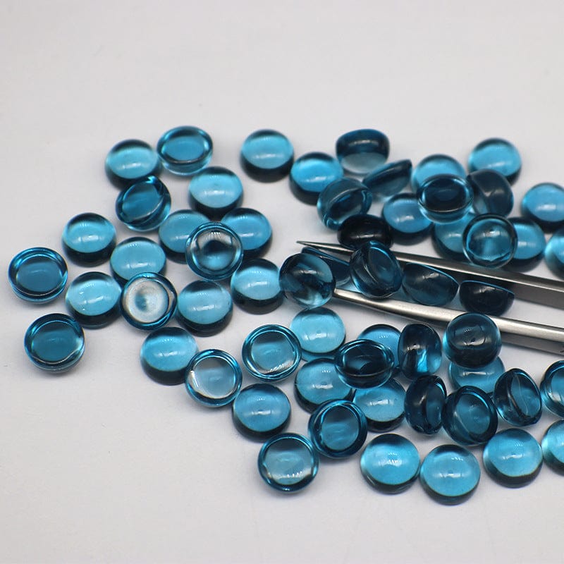 Natural London Blue Topaz Gemstone Cabochons Round