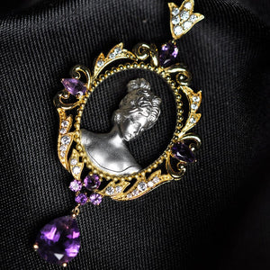 Vine Portrait Amethyst Pendant