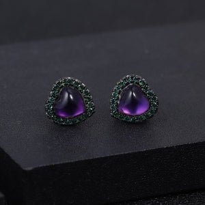 Amethyst Heart Earrings