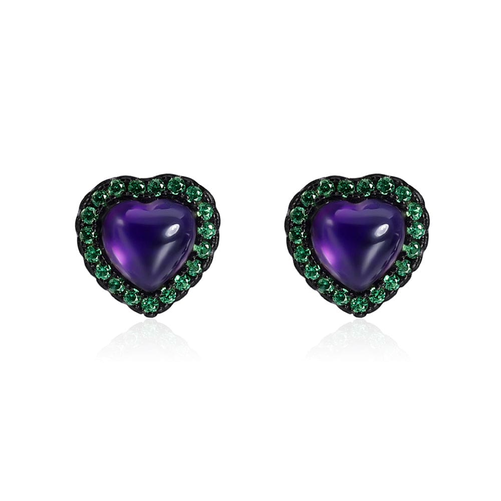 Amethyst Heart Earrings