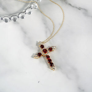 Garnet Cross Pendant