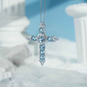 Sky Blue Topaz Cross Pendant