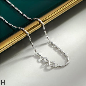 Accessories-Sterling Silver White Gold Plated Basic Chain Necklace