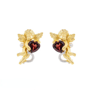 Cute Angel Garnet Earrings