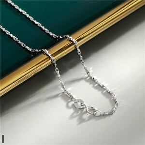 Accessories-Sterling Silver White Gold Plated Basic Chain Necklace