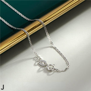 Accessories-Sterling Silver White Gold Plated Basic Chain Necklace