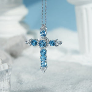 Swiss Blue Topaz Cross Pendant