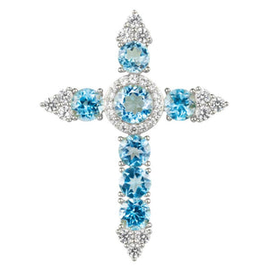 Swiss Blue Topaz Cross Pendant