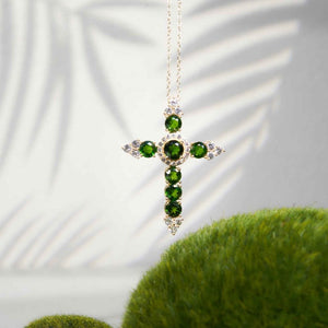 Chrome Diopside Cross Pendant