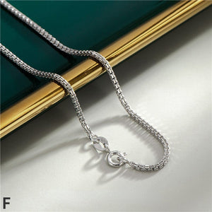 Accessories-Sterling Silver White Gold Plated Basic Chain Necklace