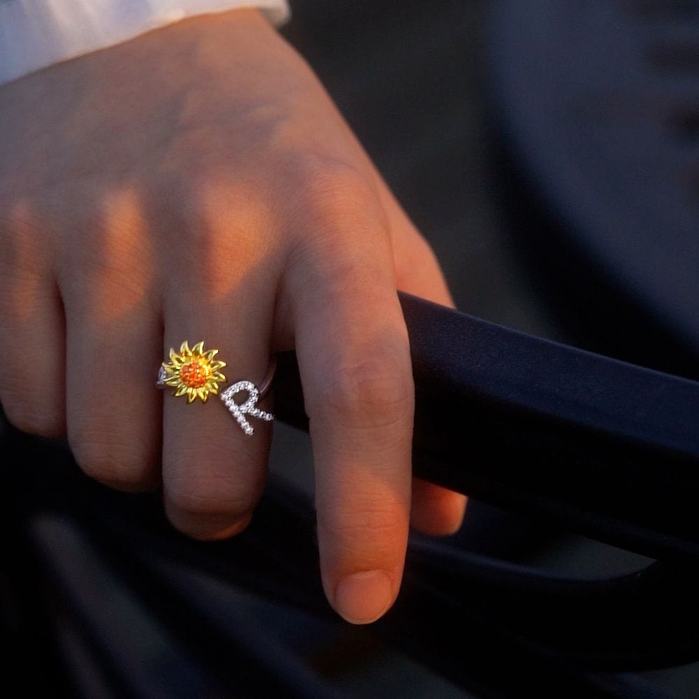 Sunflower 26 Letter Rotatable Ring