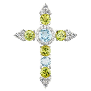 Natural Gems Cross Pendant