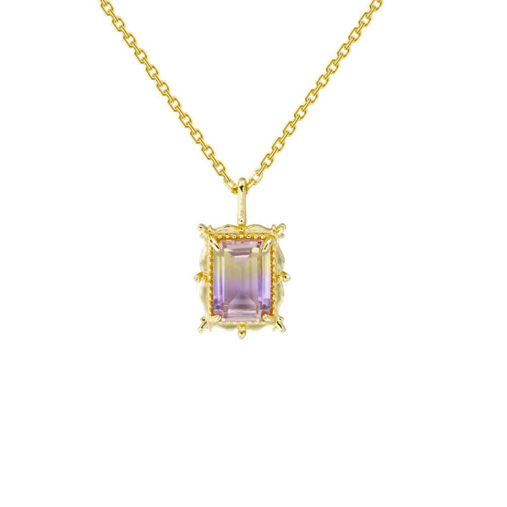 Octagonal Rectangular Ametrine Bicolor Crystal Pendant