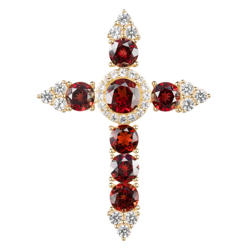 Garnet Cross Pendant