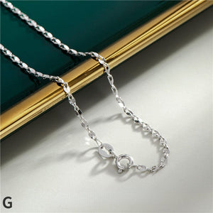 Accessories-Sterling Silver White Gold Plated Basic Chain Necklace