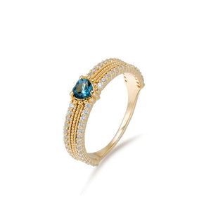 Stunning Heart Blue topaz Ring