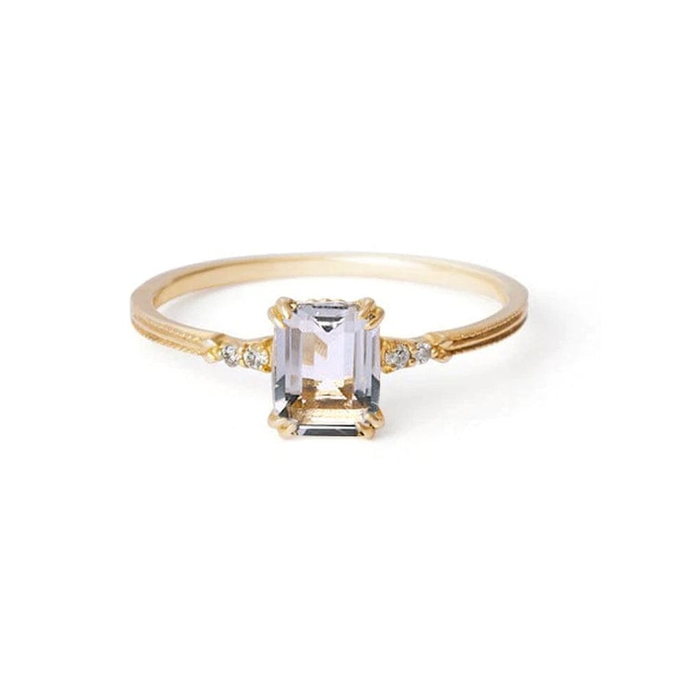 Starry Square White Crystal Ring