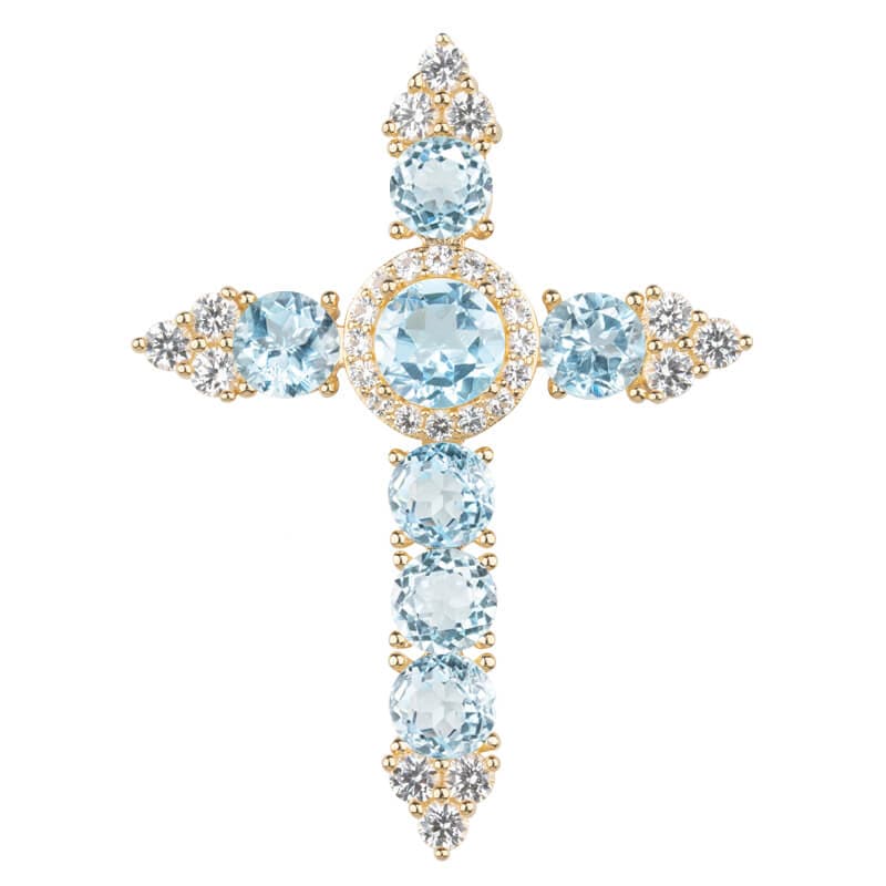 Sky Blue Topaz Cross Pendant