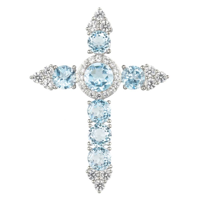 Sky Blue Topaz Cross Pendant