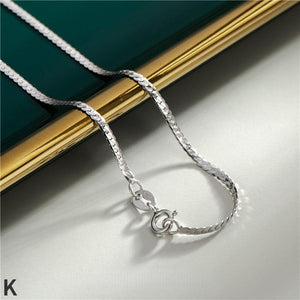 Accessories-Sterling Silver White Gold Plated Basic Chain Necklace