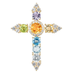 Natural Gems Cross Pendant