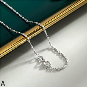 Accessories-Sterling Silver White Gold Plated Basic Chain Necklace