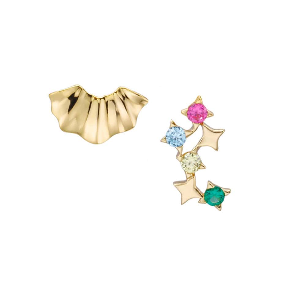 Star Colored  Asymmetrical Zirconia Earrings