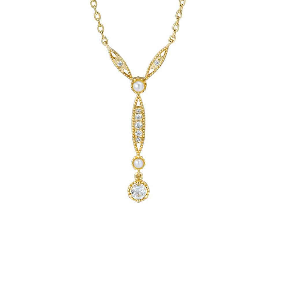 Y-shaped Natural Pearl Topaz Necklace