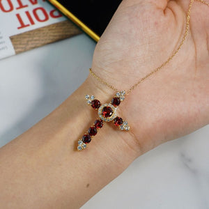 Garnet Cross Pendant