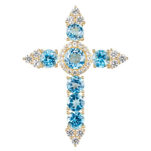 Swiss Blue Topaz Cross Pendant