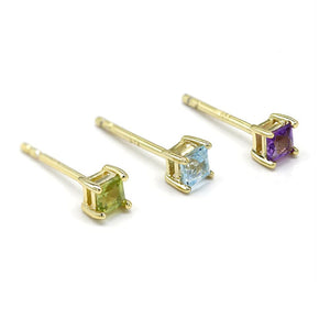 Small Square Gemstone Earrings