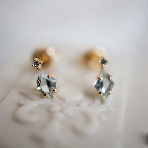 Rhombus Blue Topaz Earrings