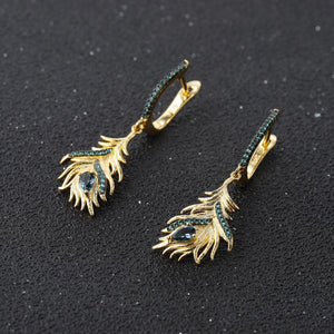 Tassel Feather London Blue Topaz Earrings