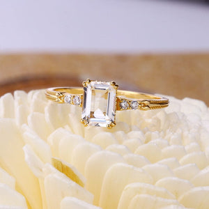 Starry Square White Crystal Ring