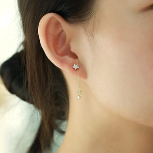 Stars Tassel Zirconia Earrings (single)