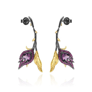 Citrine/Amethyst/Garnet Floral Earrings