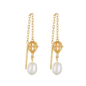 Gold  Lantern Pearl Earrings