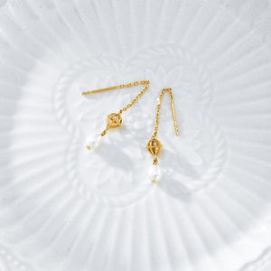 Gold  Lantern Pearl Earrings