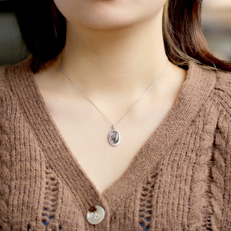 Mystic Black Quartz Rutilated Pendant