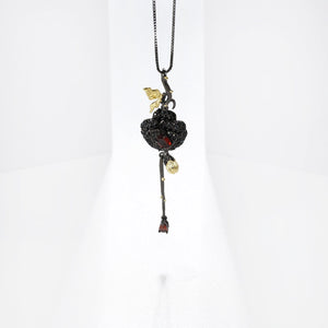 Black Rose Red Garnet Pendant