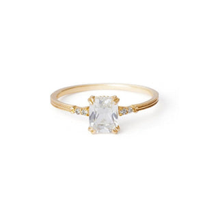 Starry Square White Crystal Ring