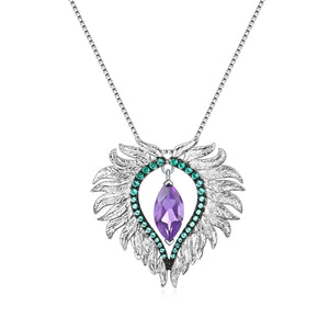 Amethyst/Chrysoprase  Feather Pendant