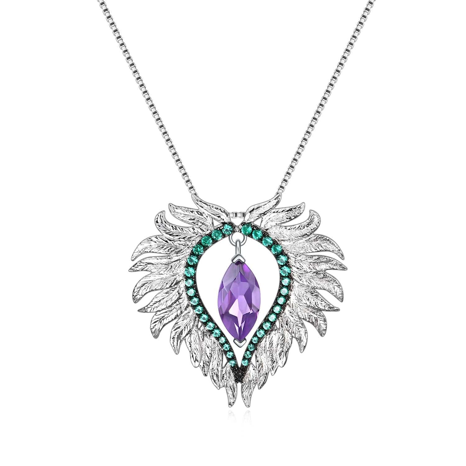 Amethyst/Chrysoprase  Feather Pendant