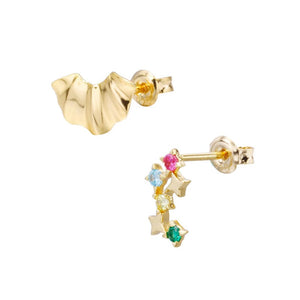 Star Colored  Asymmetrical Zirconia Earrings